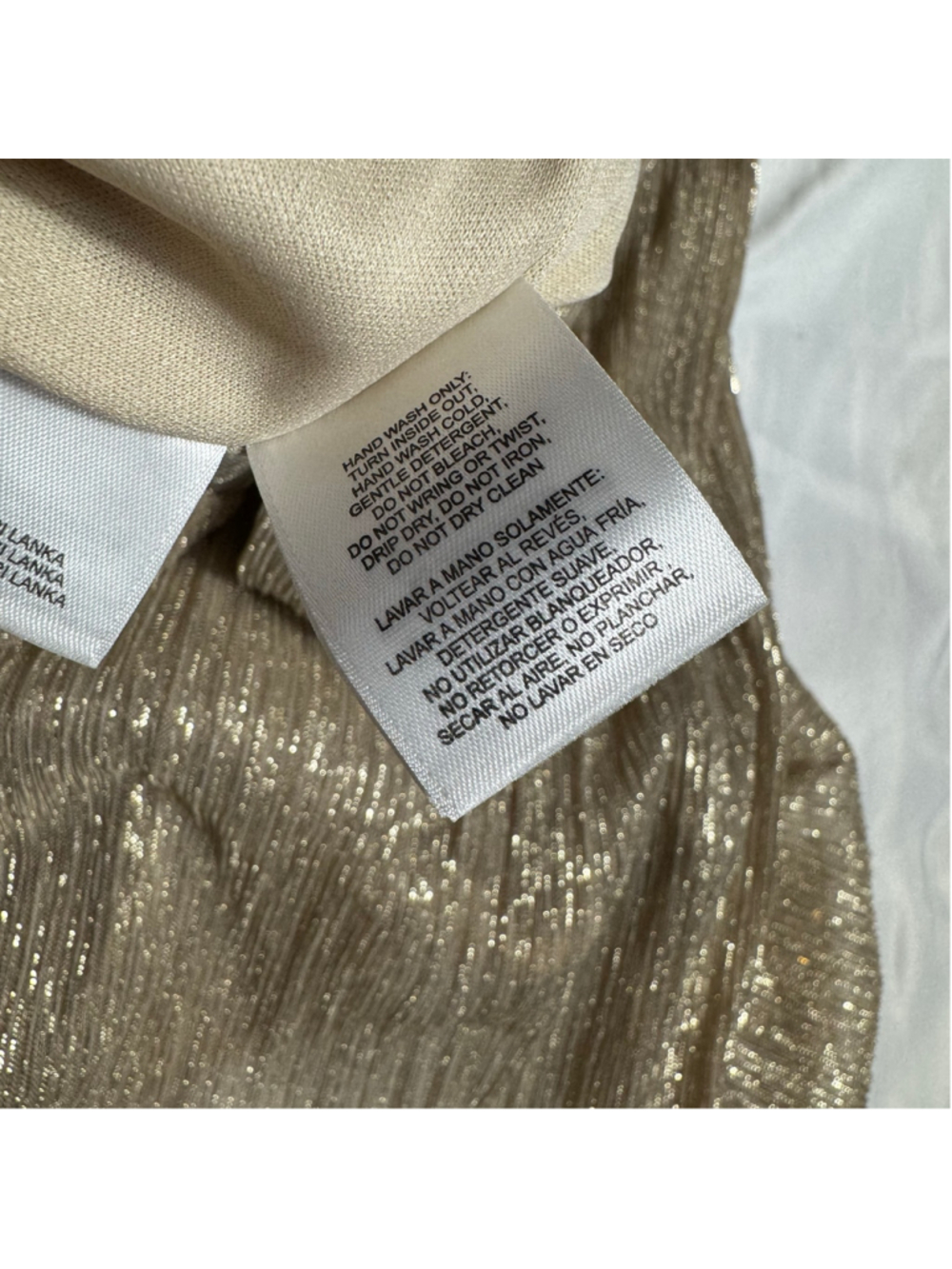 Women's Anne Klein Maxi Dress Size 10 Gold Metallic Long Sleeve - Picture 5 of 8